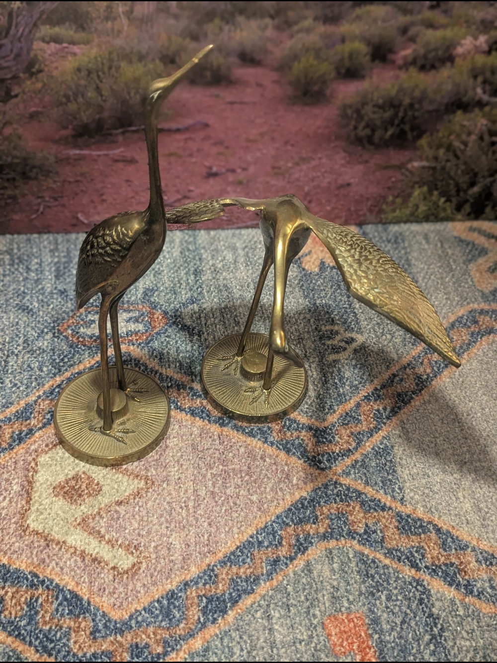 Brass Crane/ Heron Like Bird Figurine-Pair - Picture 4 of 11